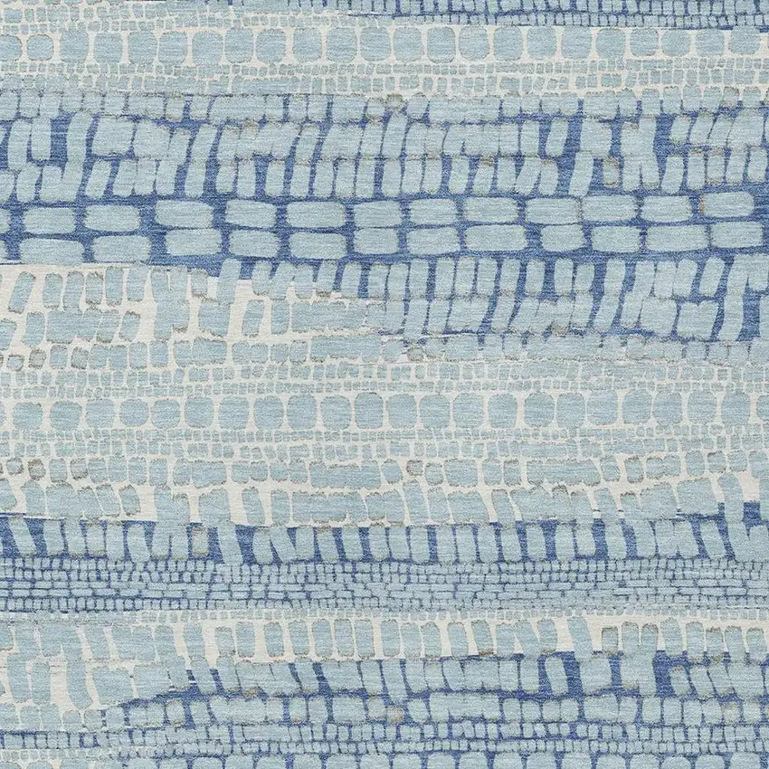 Sky Blue And Blue Abstract Washable Indoor Outdoor Area Rug Photo 2