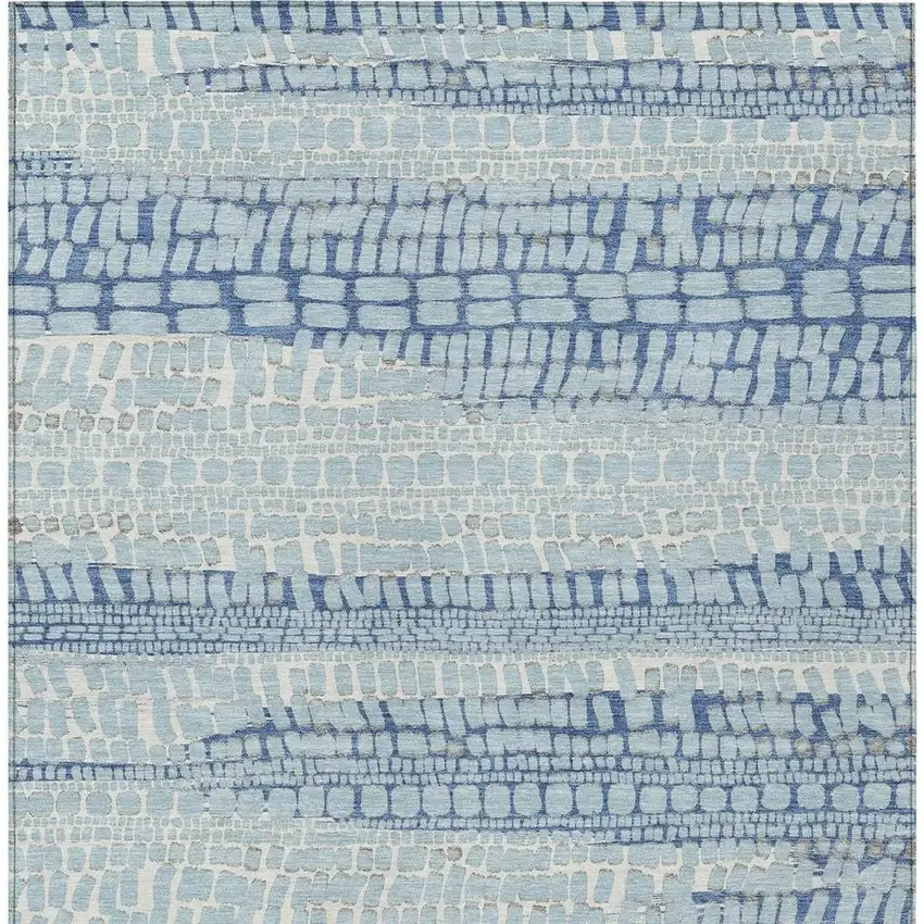 Sky Blue And Blue Abstract Washable Indoor Outdoor Area Rug Photo 3
