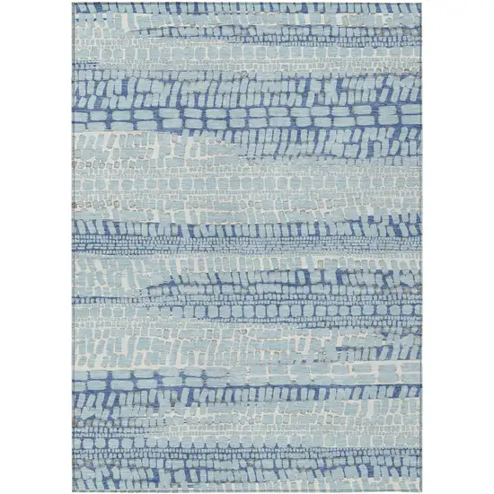 Sky Blue And Blue Abstract Washable Indoor Outdoor Area Rug Photo 1