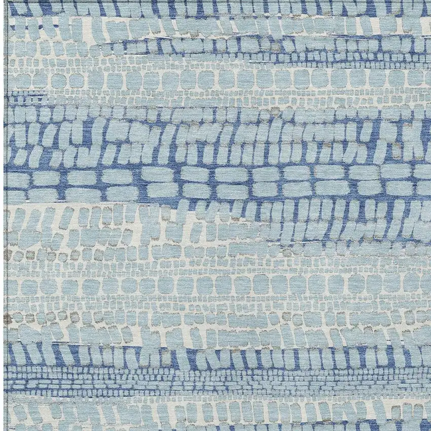 Sky Blue And Blue Abstract Washable Indoor Outdoor Area Rug Photo 2