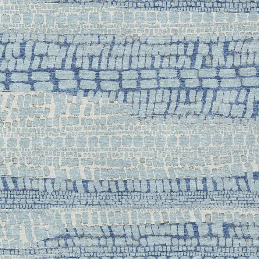 Sky Blue And Blue Abstract Washable Indoor Outdoor Area Rug Photo 2