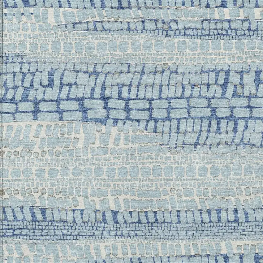 Sky Blue And Blue Abstract Washable Indoor Outdoor Area Rug Photo 2