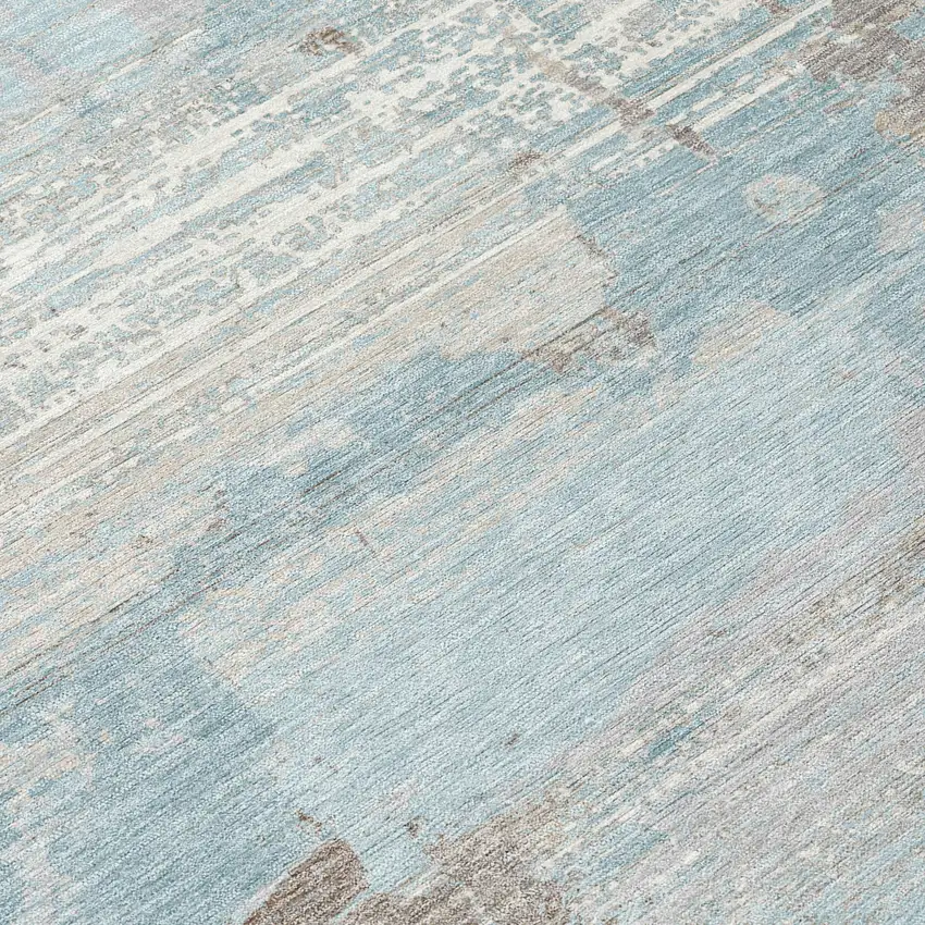 Sky Blue And Blue Abstract Washable Indoor Outdoor Area Rug Photo 5