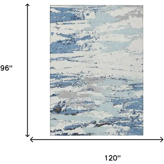 Sky Blue And Blue Abstract Washable Indoor Outdoor Area Rug Photo 5