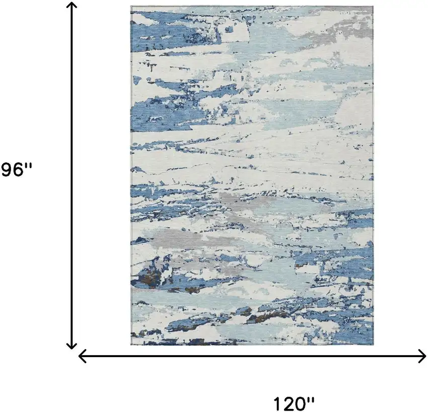 Sky Blue And Blue Abstract Washable Indoor Outdoor Area Rug Photo 5
