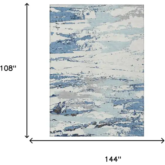 Sky Blue And Blue Abstract Washable Indoor Outdoor Area Rug Photo 5
