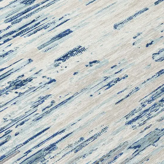 Sky Blue And Blue Abstract Washable Indoor Outdoor Area Rug Photo 3