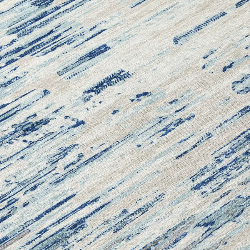 Sky Blue And Blue Abstract Washable Indoor Outdoor Area Rug Photo 3