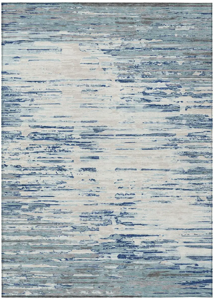 Sky Blue And Blue Abstract Washable Indoor Outdoor Area Rug Photo 2