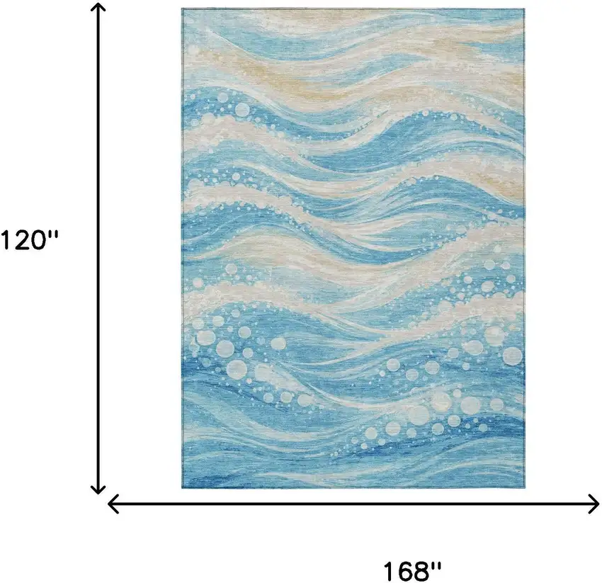 Sky Blue And Blue Abstract Washable Indoor Outdoor Area Rug Photo 5