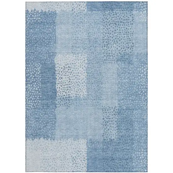 Sky Blue And Blue Abstract Washable Indoor Outdoor Area Rug Photo 2