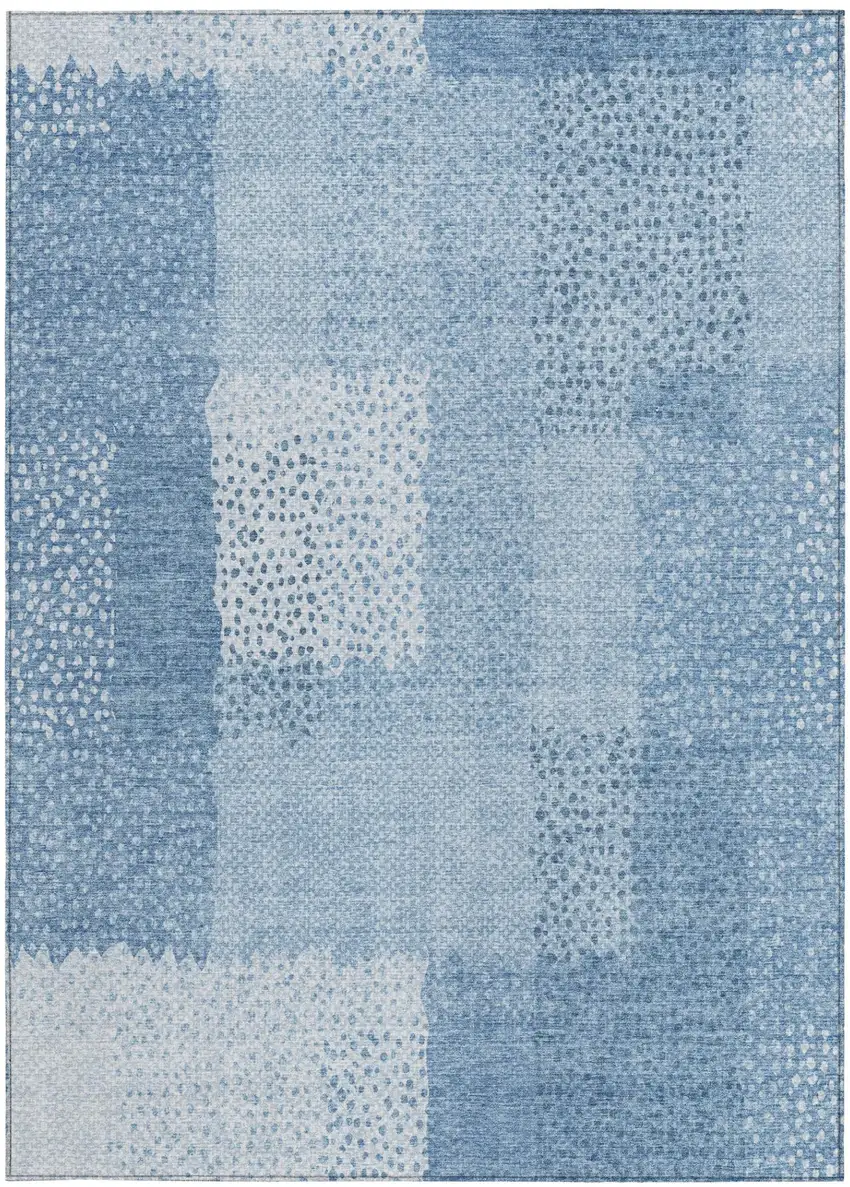 Sky Blue And Blue Abstract Washable Indoor Outdoor Area Rug Photo 2