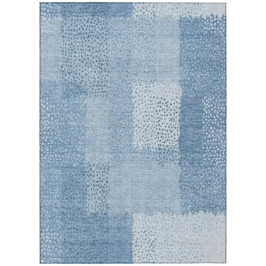 Sky Blue And Blue Abstract Washable Indoor Outdoor Area Rug Photo 1