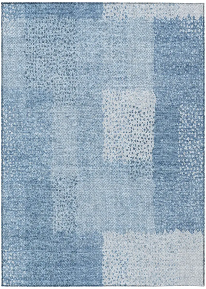 Sky Blue And Blue Abstract Washable Indoor Outdoor Area Rug Photo 1