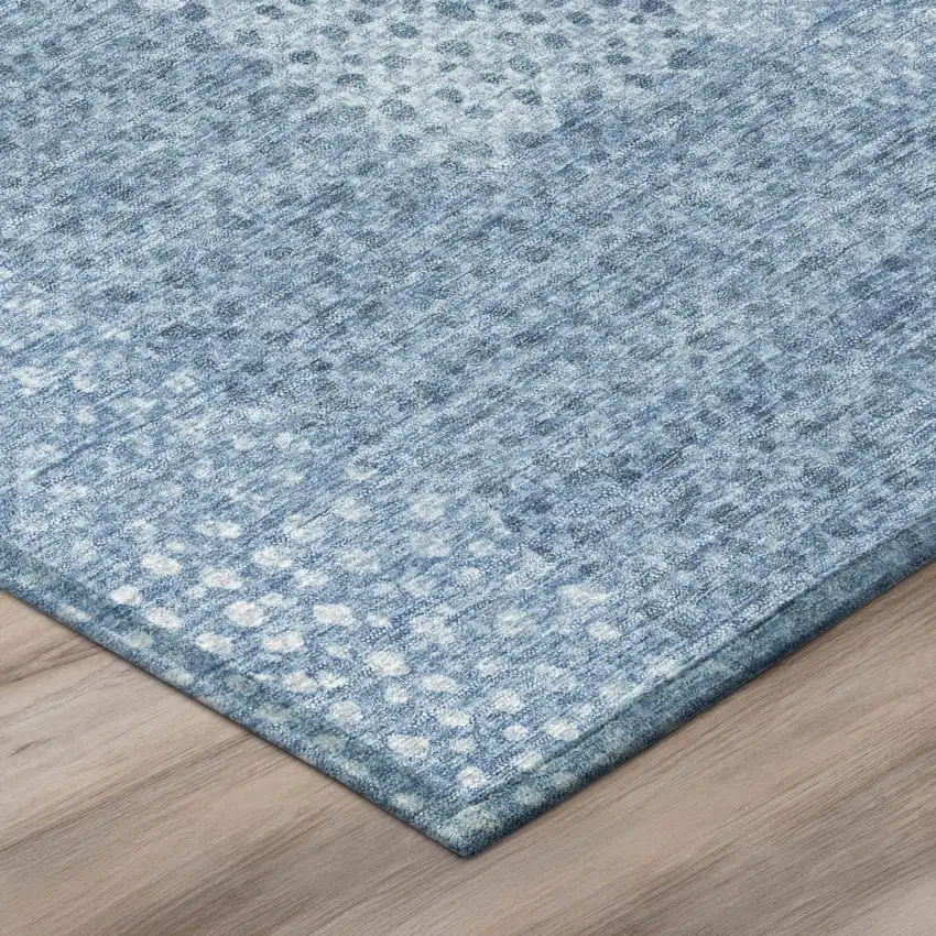 Sky Blue And Blue Abstract Washable Indoor Outdoor Area Rug Photo 8