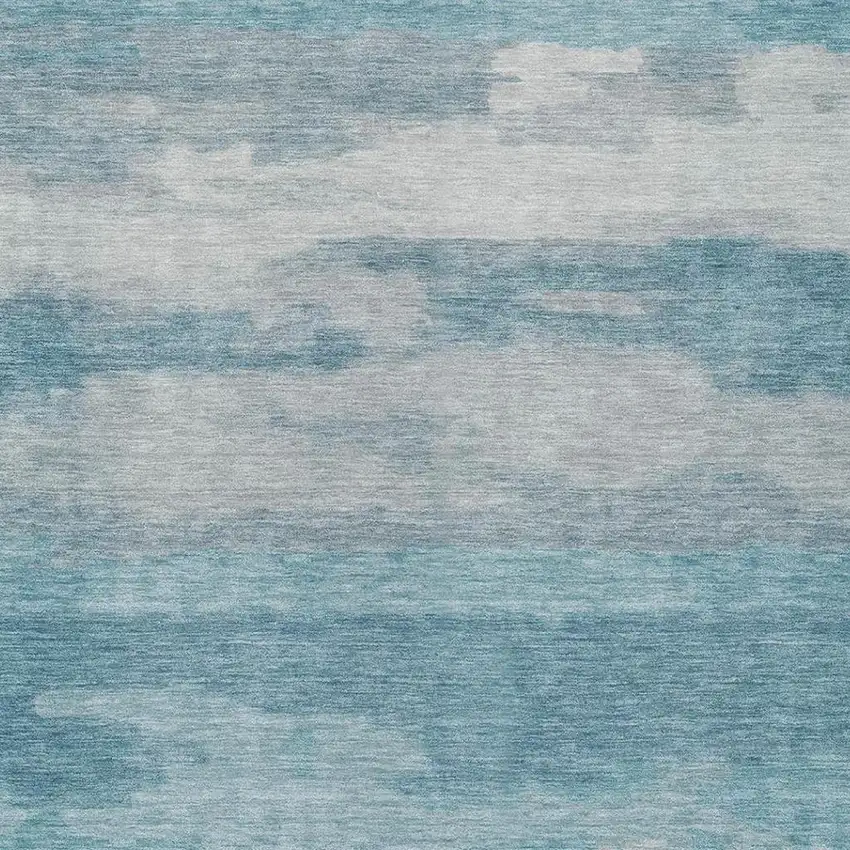 Sky Blue And Blue Abstract Washable Indoor Outdoor Area Rug Photo 7