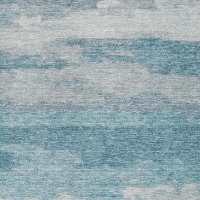 Sky Blue And Blue Abstract Washable Indoor Outdoor Area Rug Photo 8