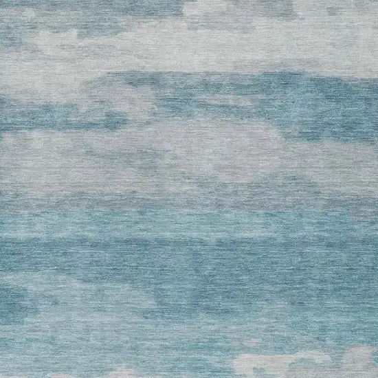 Sky Blue And Blue Abstract Washable Indoor Outdoor Area Rug Photo 8