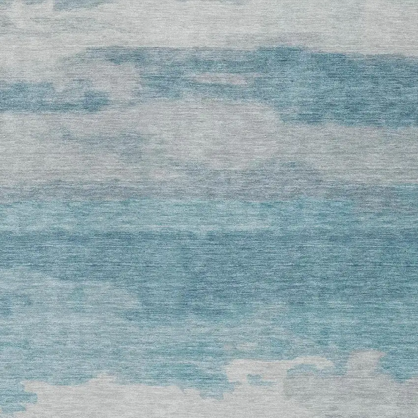 Sky Blue And Blue Abstract Washable Indoor Outdoor Area Rug Photo 9