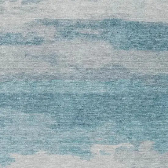 Sky Blue And Blue Abstract Washable Indoor Outdoor Area Rug Photo 9