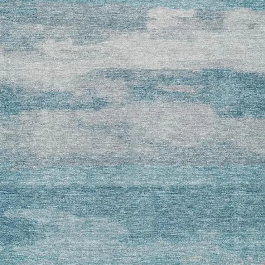 Sky Blue And Blue Abstract Washable Indoor Outdoor Area Rug Photo 1