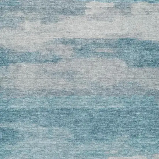Sky Blue And Blue Abstract Washable Indoor Outdoor Area Rug Photo 5