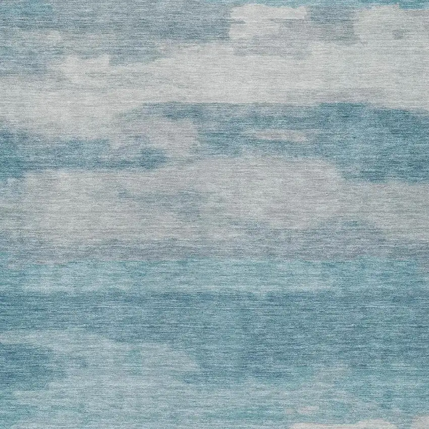Sky Blue And Blue Abstract Washable Indoor Outdoor Area Rug Photo 5