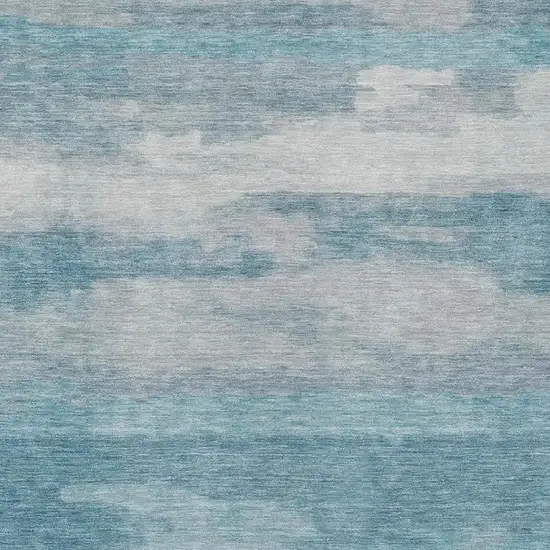 Sky Blue And Blue Abstract Washable Indoor Outdoor Area Rug Photo 4