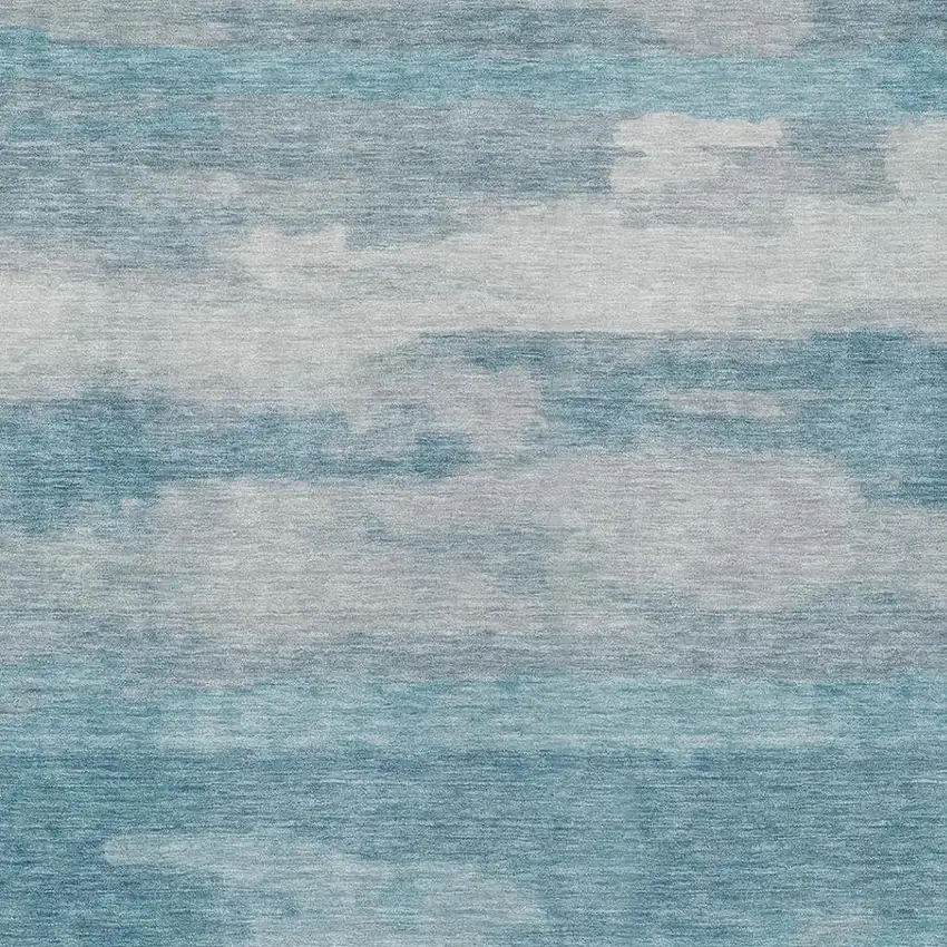 Sky Blue And Blue Abstract Washable Indoor Outdoor Area Rug Photo 4