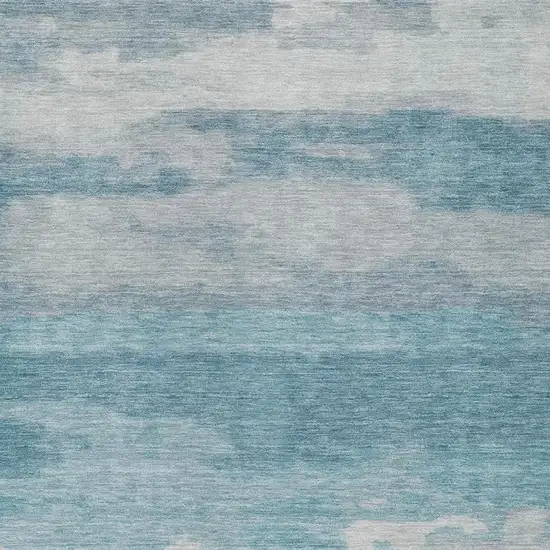 Sky Blue And Blue Abstract Washable Indoor Outdoor Area Rug Photo 6