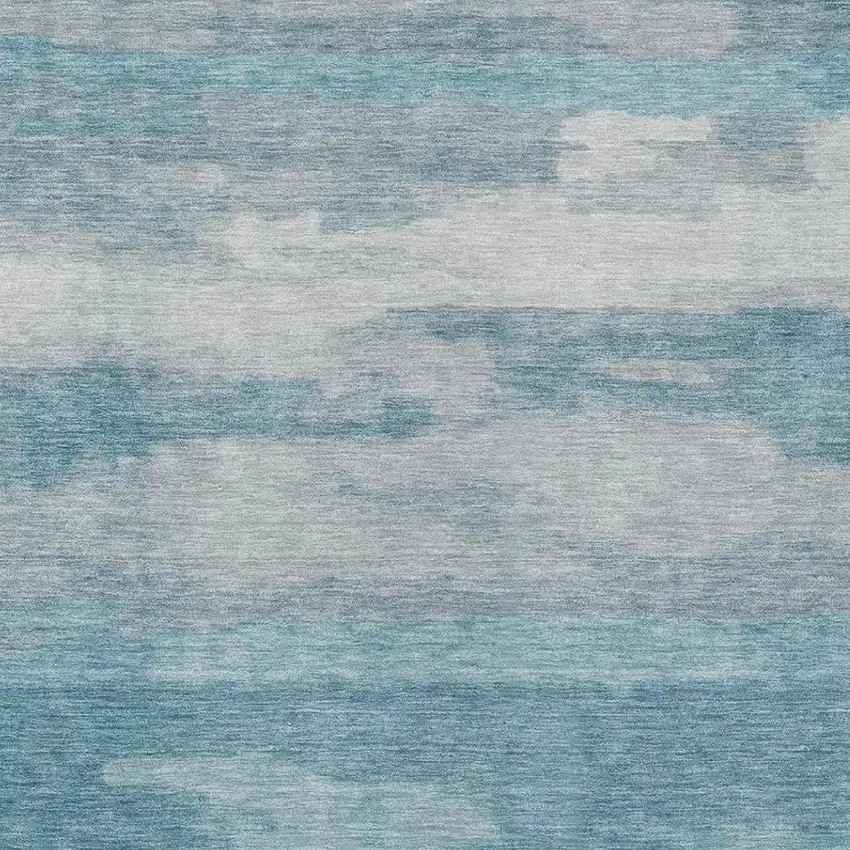 Sky Blue And Blue Abstract Washable Indoor Outdoor Area Rug Photo 5