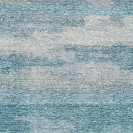 Sky Blue And Blue Abstract Washable Indoor Outdoor Area Rug Photo 6