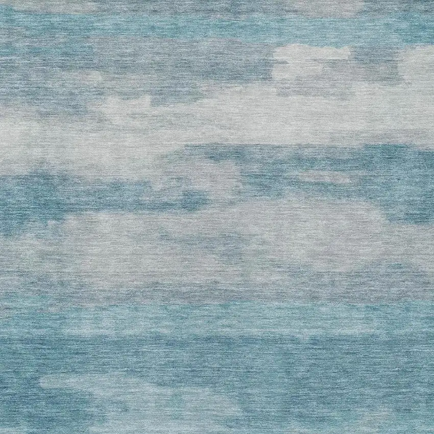Sky Blue And Blue Abstract Washable Indoor Outdoor Area Rug Photo 5