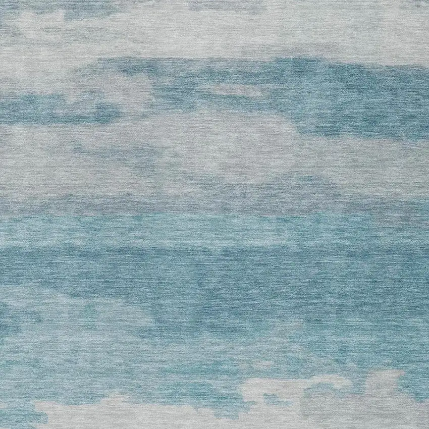 Sky Blue And Blue Abstract Washable Indoor Outdoor Area Rug Photo 8