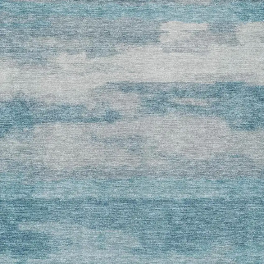 Sky Blue And Blue Abstract Washable Indoor Outdoor Area Rug Photo 6