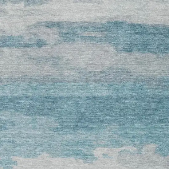 Sky Blue And Blue Abstract Washable Indoor Outdoor Area Rug Photo 7