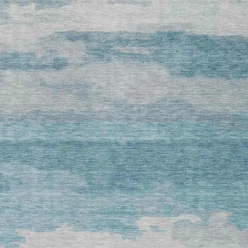 Sky Blue And Blue Abstract Washable Indoor Outdoor Area Rug Photo 7