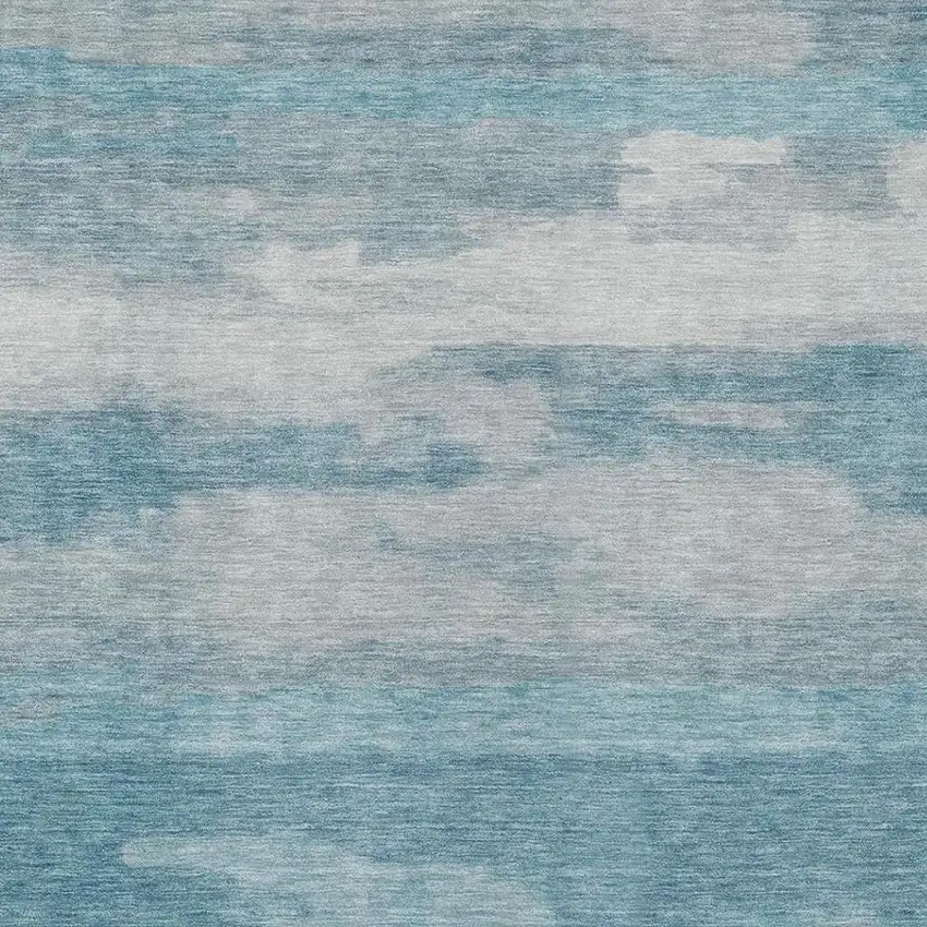 Sky Blue And Blue Abstract Washable Indoor Outdoor Area Rug Photo 9