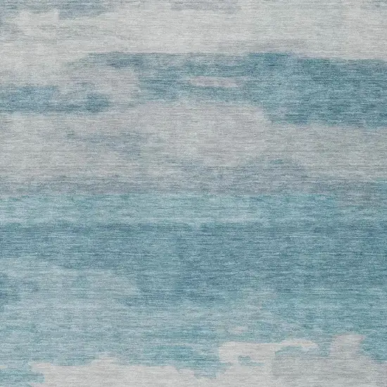 Sky Blue And Blue Abstract Washable Indoor Outdoor Area Rug Photo 4