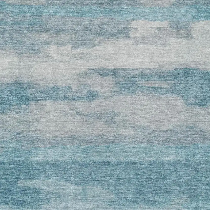 Sky Blue And Blue Abstract Washable Indoor Outdoor Area Rug Photo 7