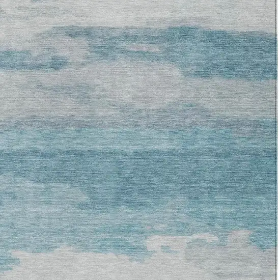 Sky Blue And Blue Abstract Washable Indoor Outdoor Area Rug Photo 4