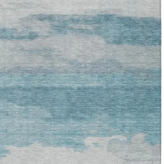 Sky Blue And Blue Abstract Washable Indoor Outdoor Area Rug Photo 5