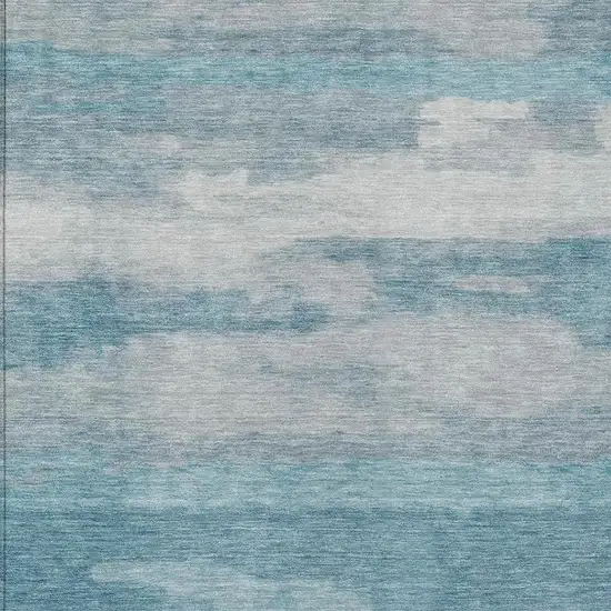 Sky Blue And Blue Abstract Washable Indoor Outdoor Area Rug Photo 1