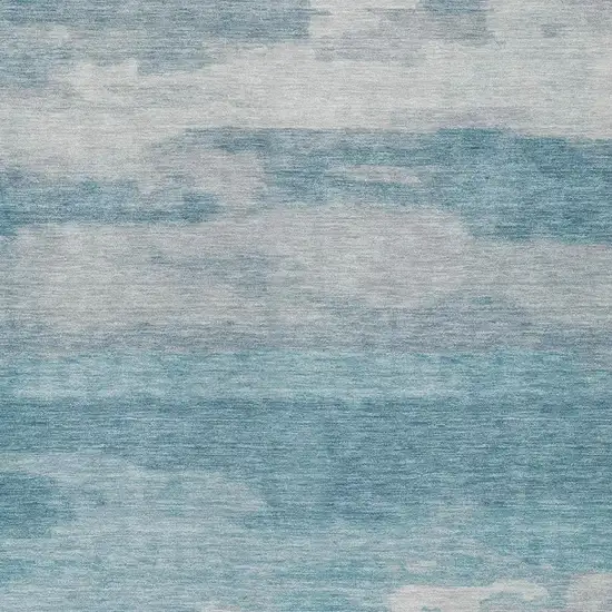 Sky Blue And Blue Abstract Washable Indoor Outdoor Area Rug Photo 5