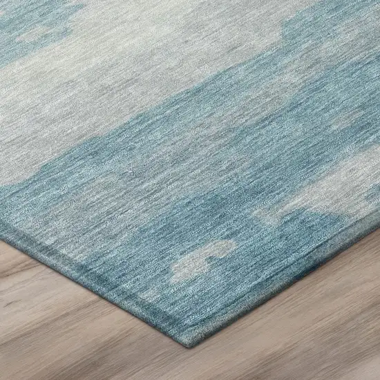 Sky Blue And Blue Abstract Washable Indoor Outdoor Area Rug Photo 8