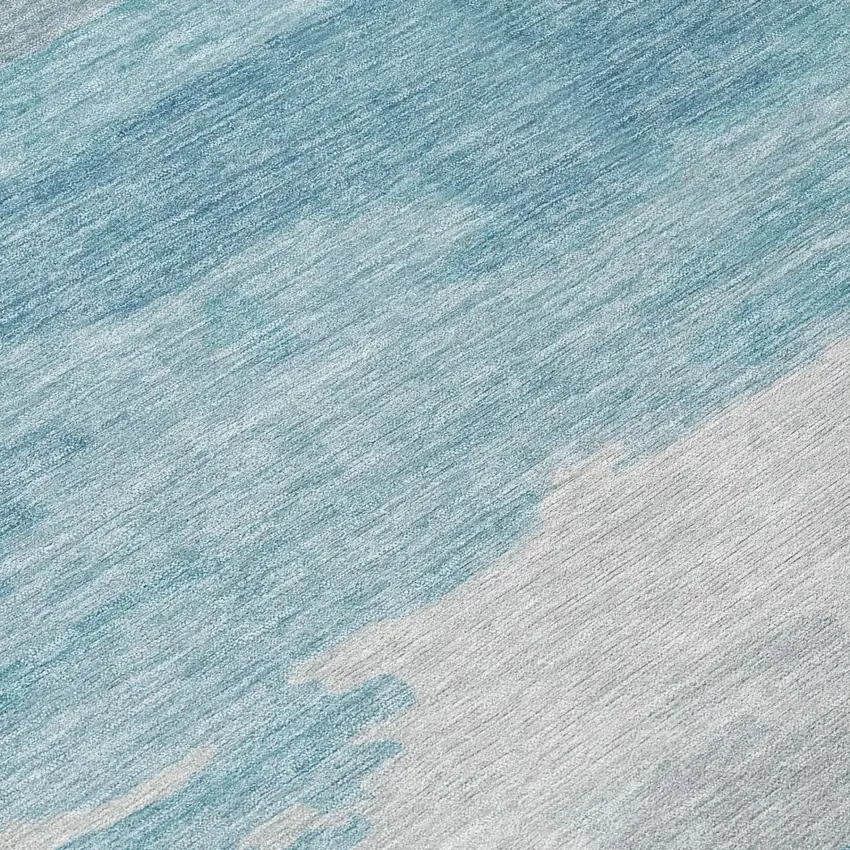 Sky Blue And Blue Abstract Washable Indoor Outdoor Area Rug Photo 6