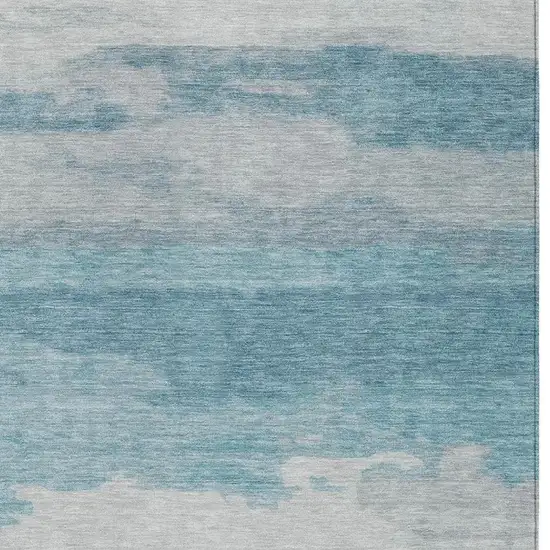 Sky Blue And Blue Abstract Washable Indoor Outdoor Area Rug Photo 2