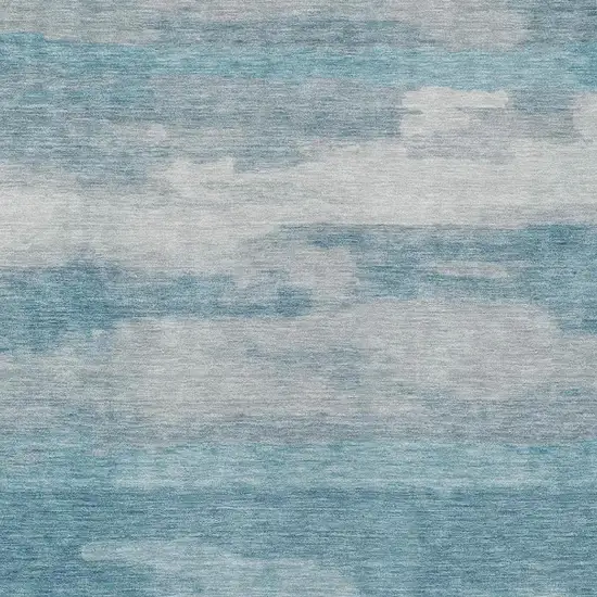 Sky Blue And Blue Abstract Washable Indoor Outdoor Area Rug Photo 7