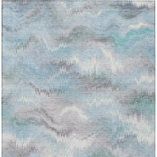 Sky Blue And Blue Abstract Washable Indoor Outdoor Area Rug Photo 1