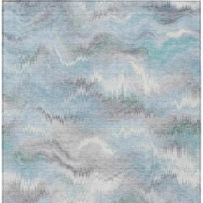 Sky Blue And Blue Abstract Washable Indoor Outdoor Area Rug Photo 1
